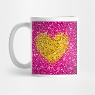 Pink and Golden Heart Glitter Mug